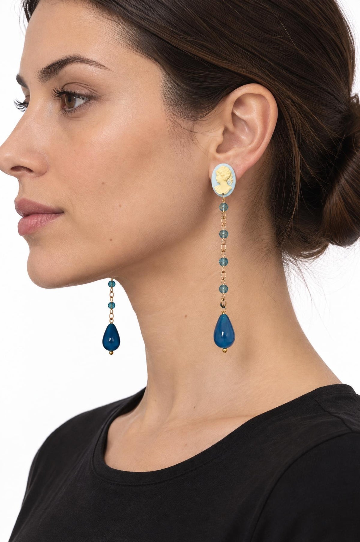 Pendientes Fabrizio Marcantelli Largos Camafeo Cielo
