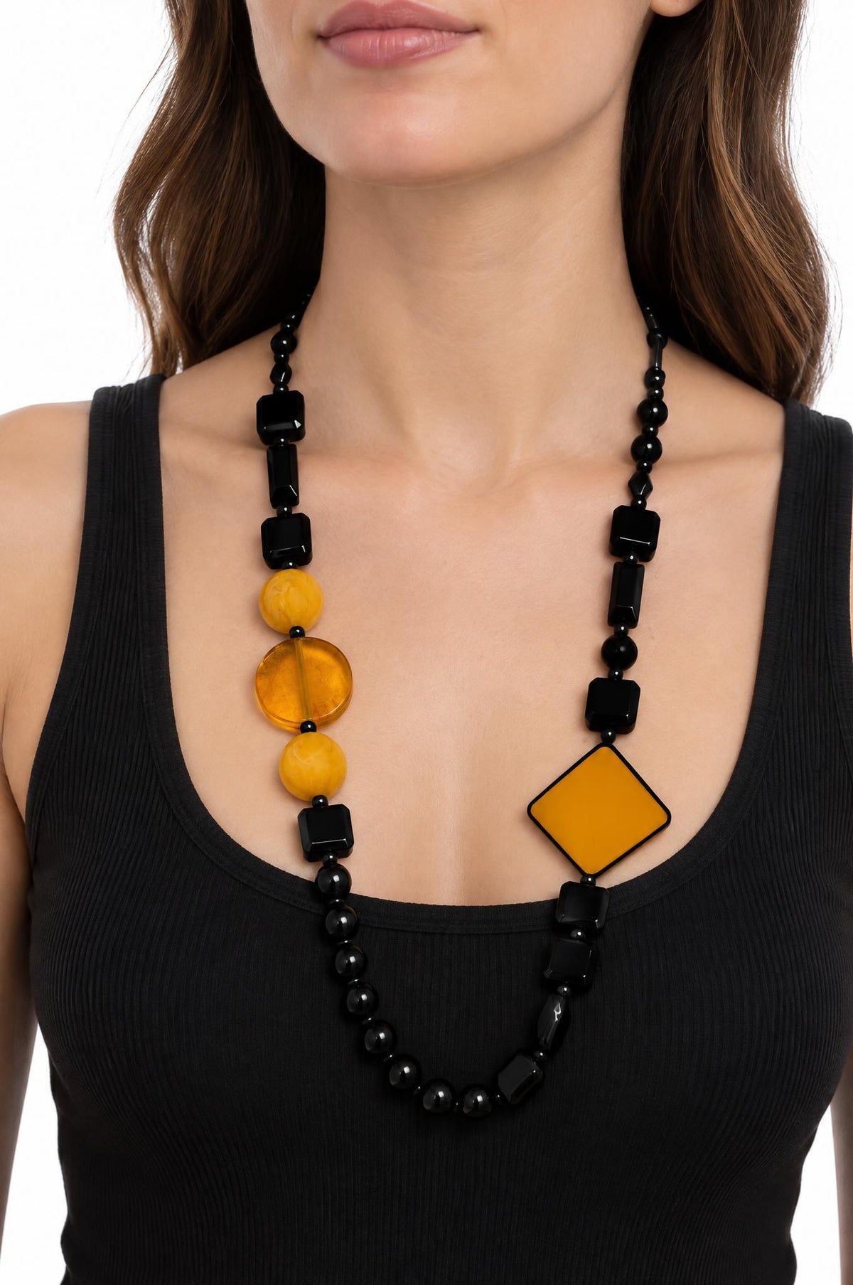 Collana Il Baco Da Seta Rombo di senape