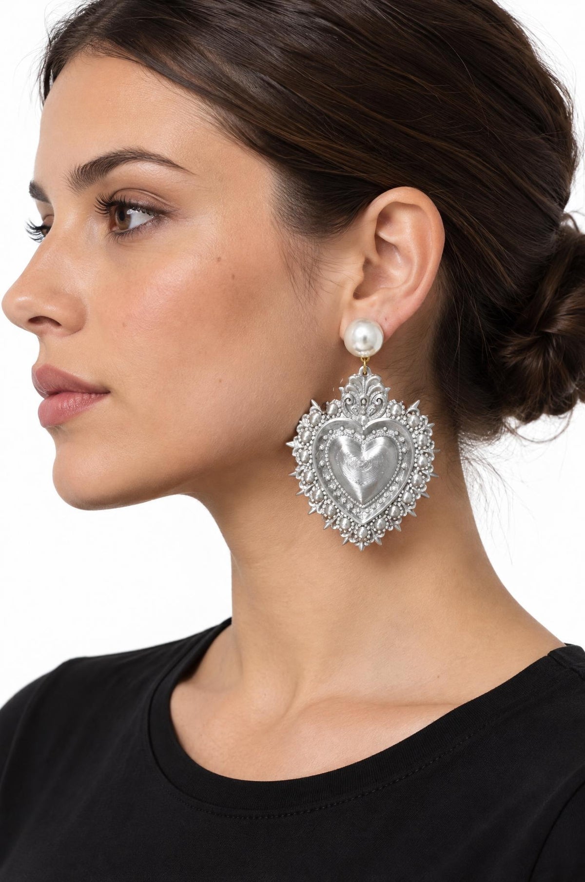 Pendientes Fabrizio Marcantelli Corazón Sagrado Plateado
