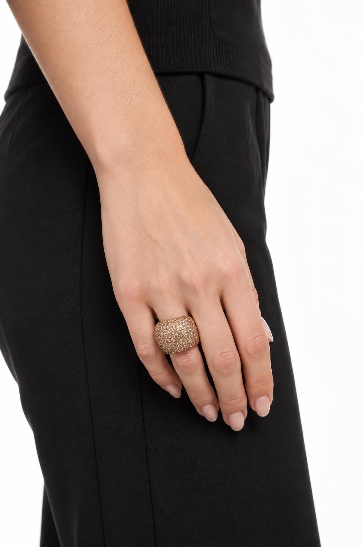 Anello Il Baco Da Seta Elastico Oro Cristalli