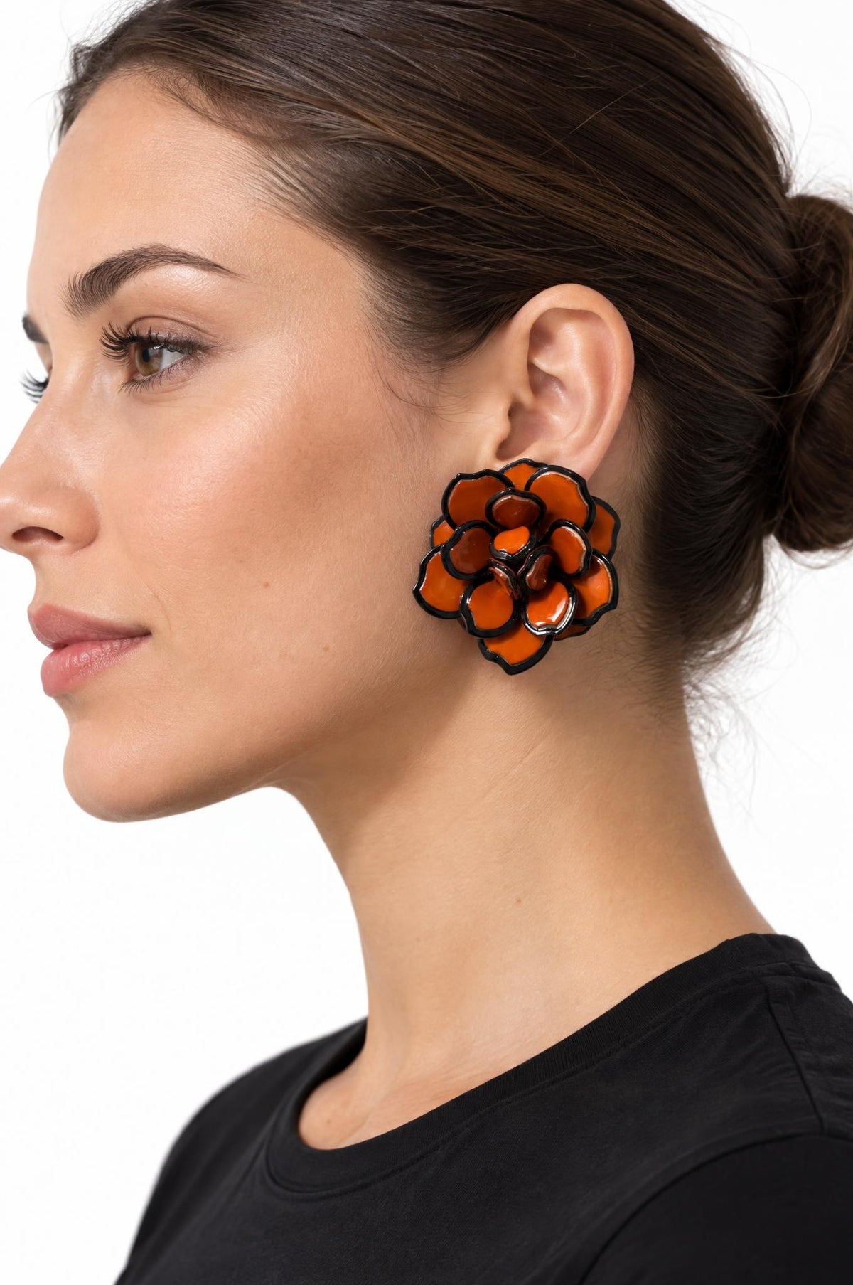 Pendientes Il Baco Da Seta Flor Resina Teja