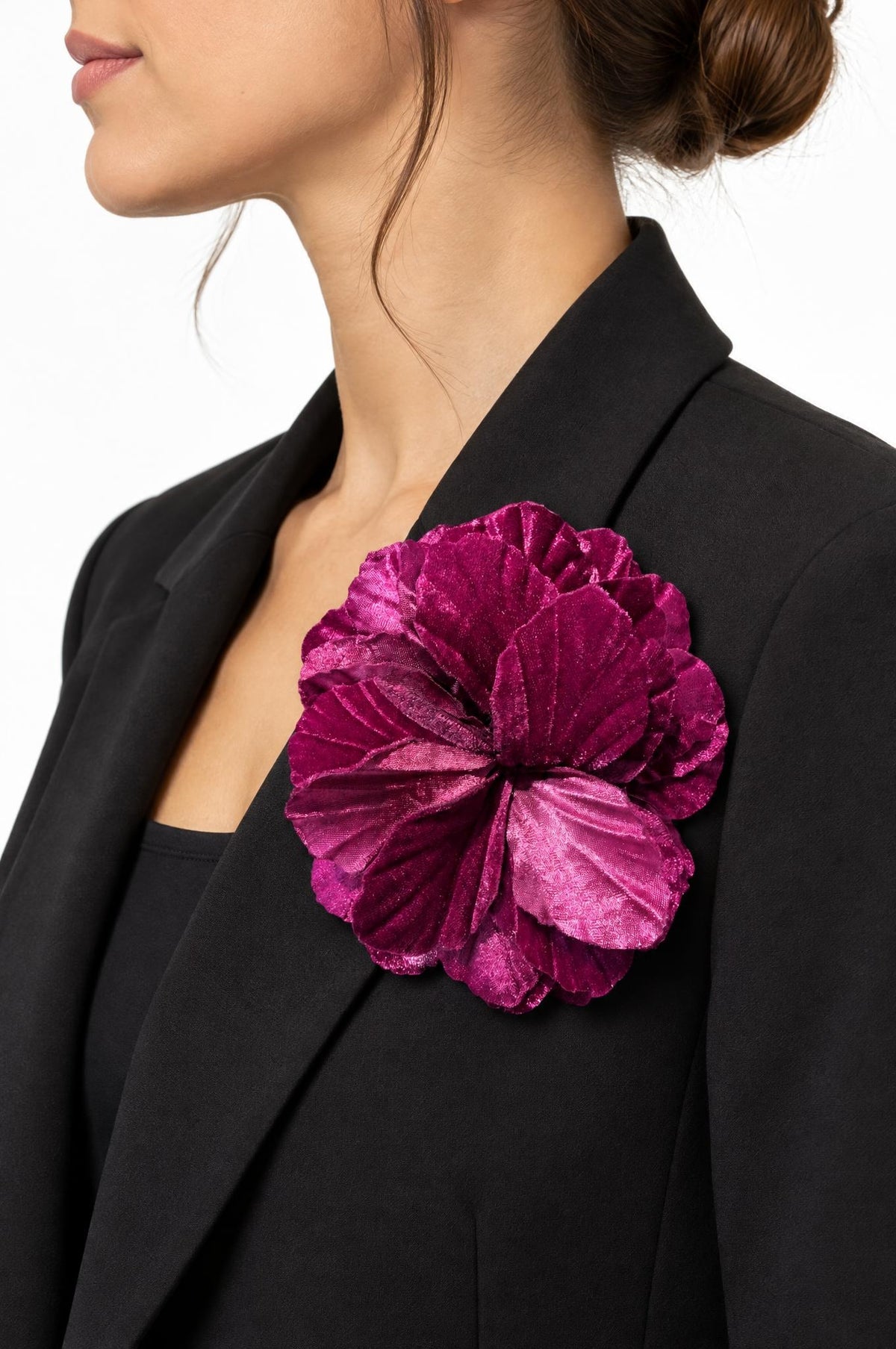 Spilla Il Baco Da Seta Fiore in tessuto fucsia