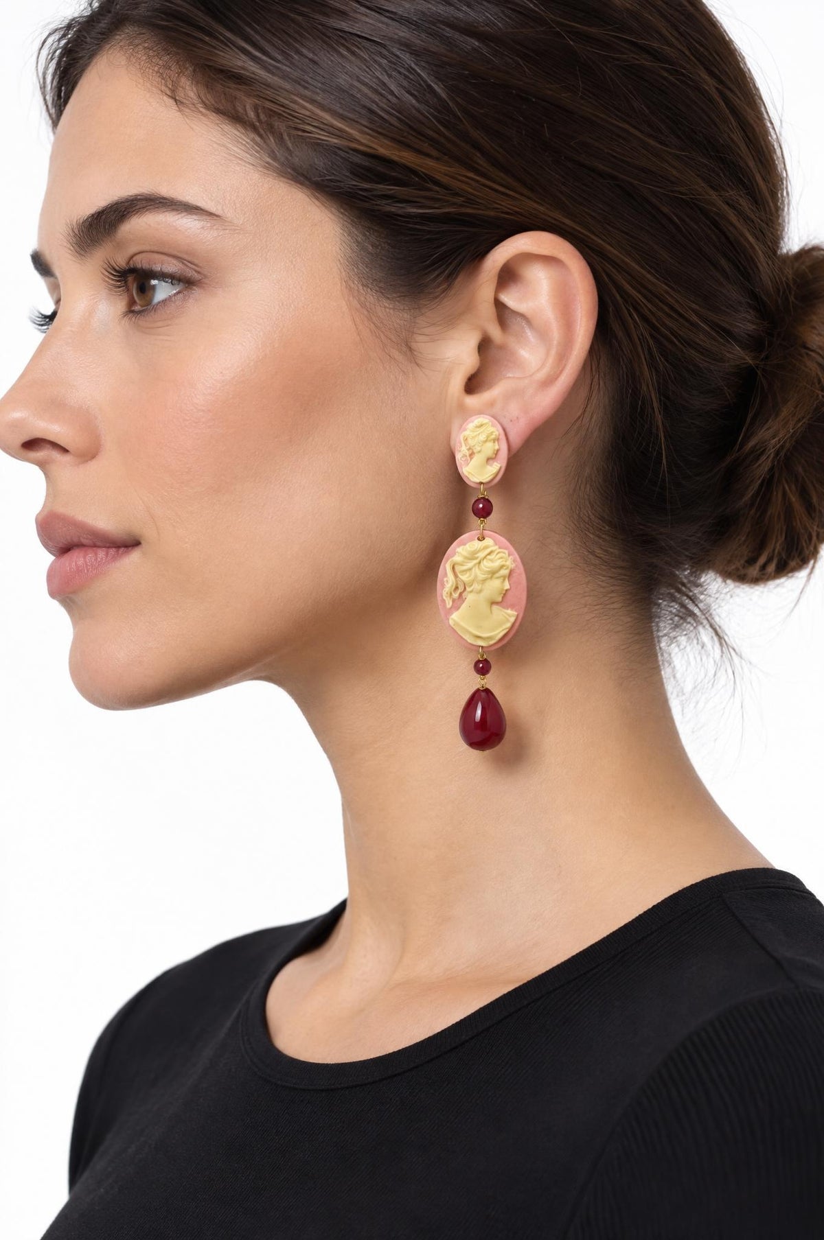 Pendientes Fabrizio Marcantelli Camafeo Colgante Rosa