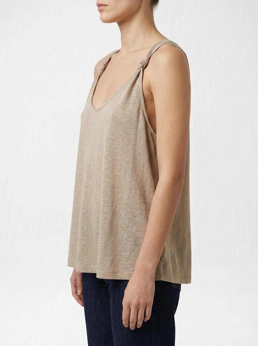 Camiseta Majestic Tirantes Nudo Beige