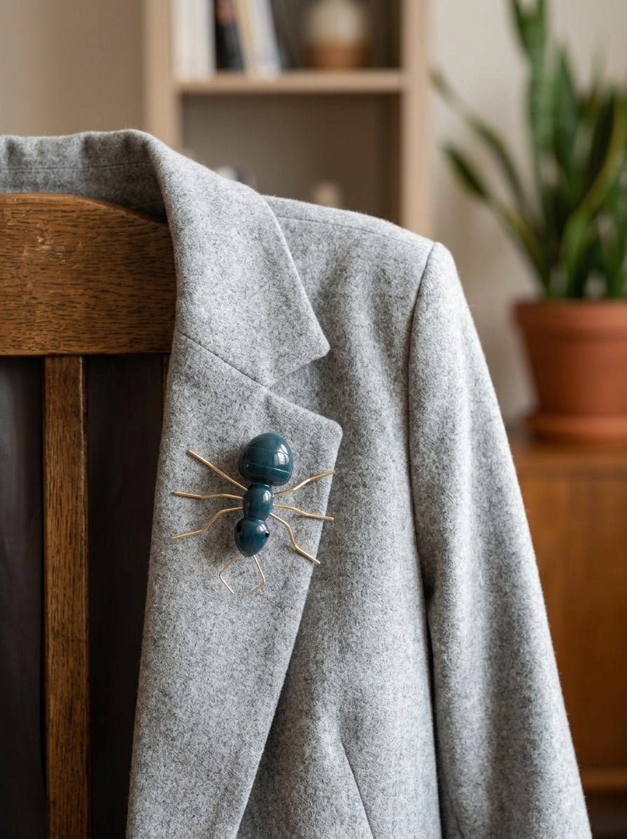 Broche Il Baco Da Seta Hormiga Azul