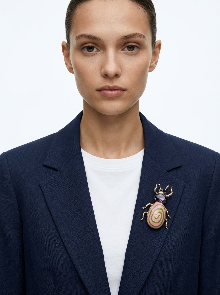 Broche Il Baco Da Seta Insecto Rosa