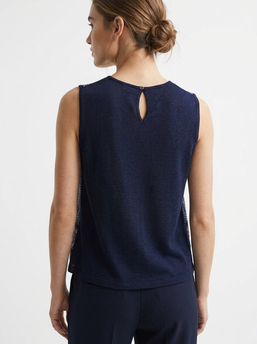 Top Whicy Milano Geometrico Azul Marino