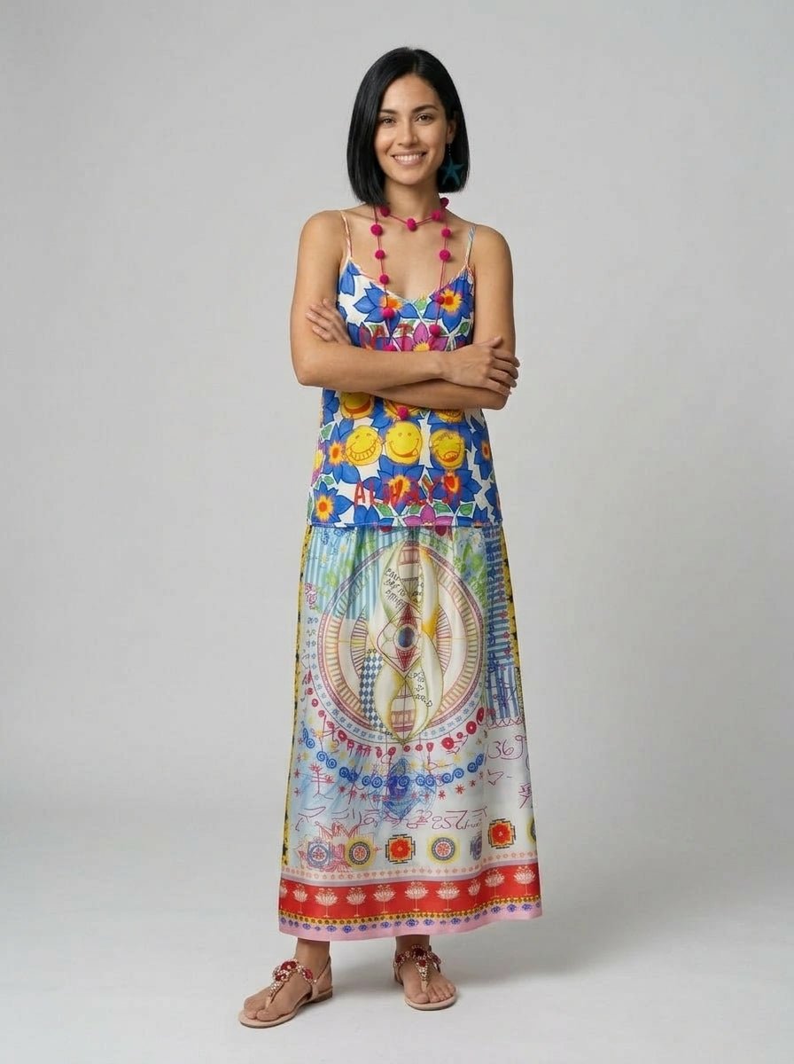 Falda ME369 Midi Vanessa Estampada Dibujos
