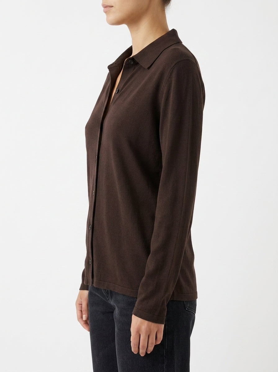 Camisa Majestic Filatures Punto Marrón Chocolate