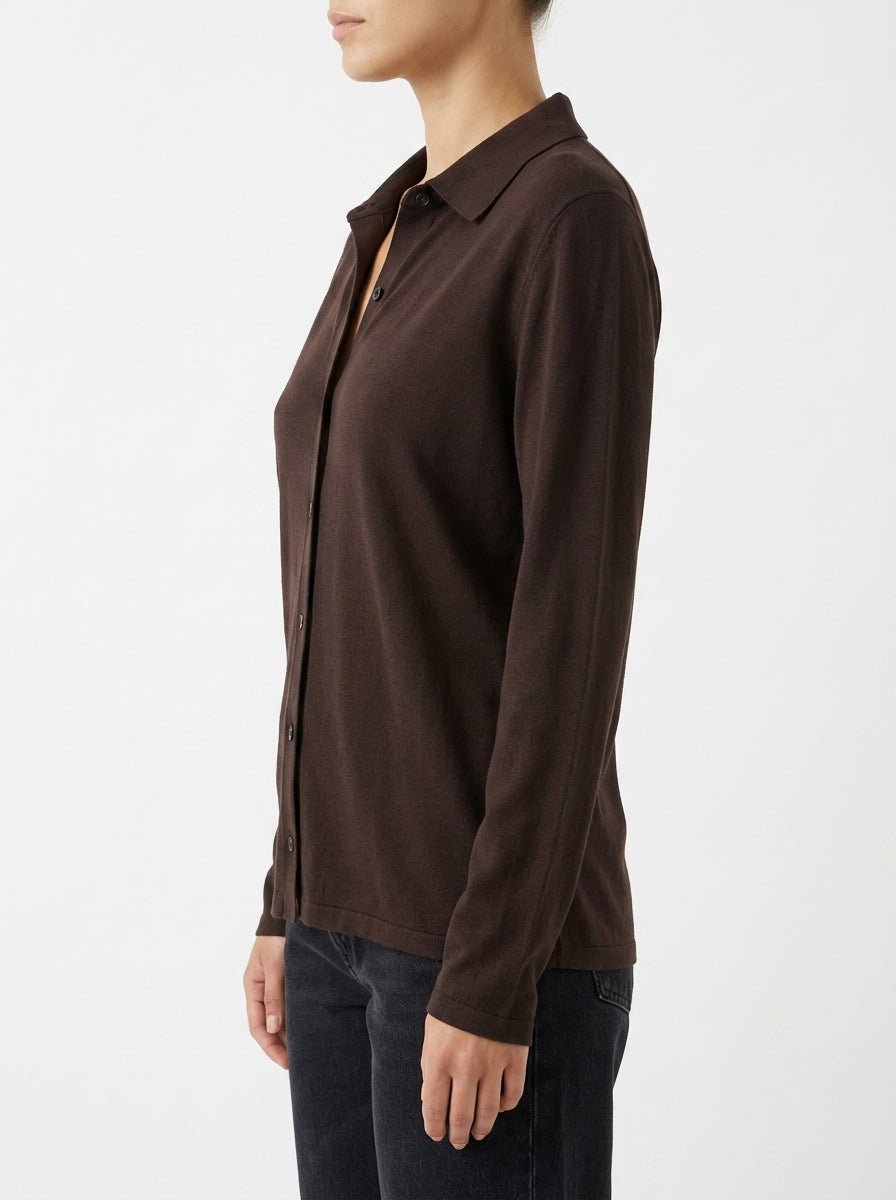 Camisa Majestic Filatures Punto Marrón Chocolate