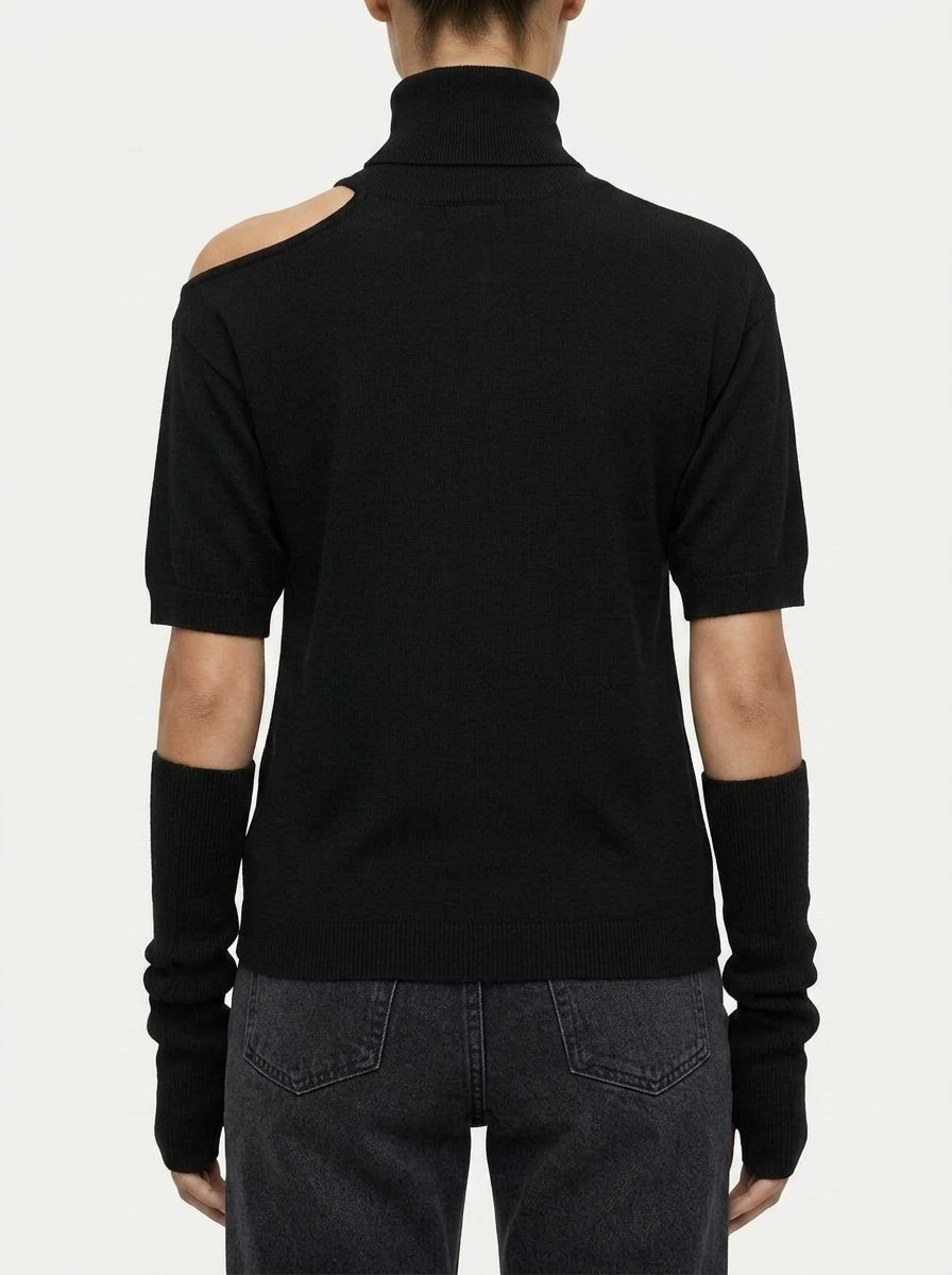 Jersey Floor Cuello Cisne Azul Negro