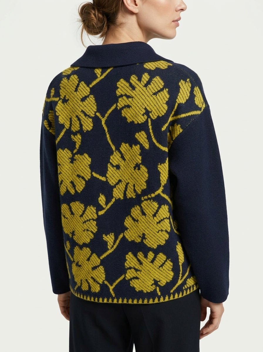 Cardigan Floor Bordado Azul Marino