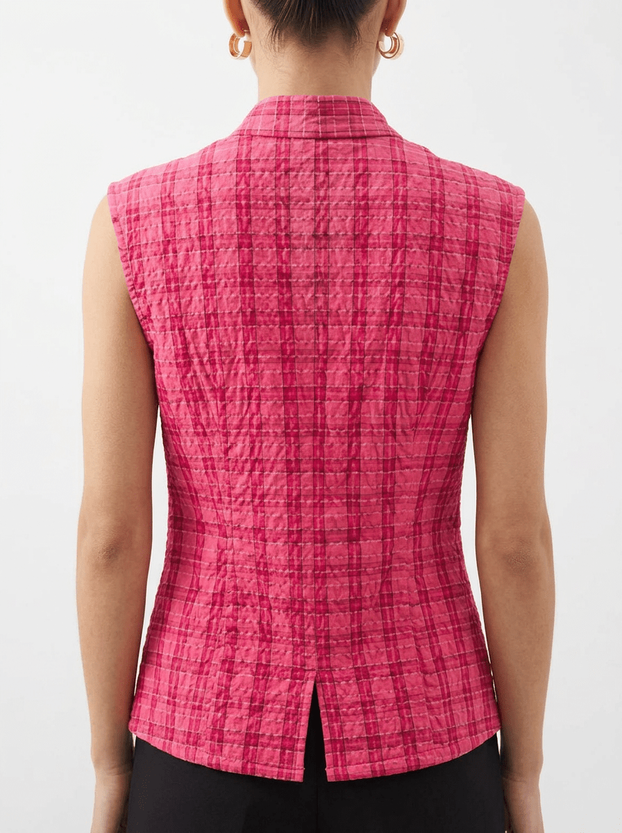 Top Niu Bambula Estampado Cuadros Rosa