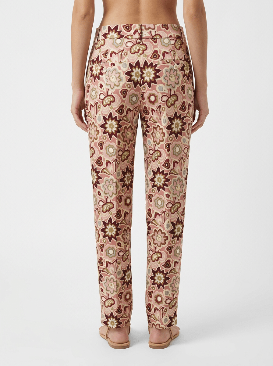 Pantalón Agoefilo Estampado Flores Rosa