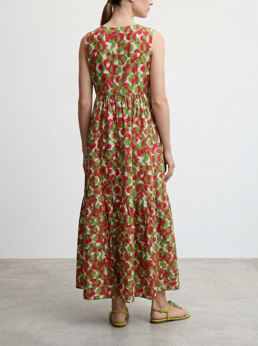 Vestido Xiwikj Chiara Estampado Geometrico Rojo