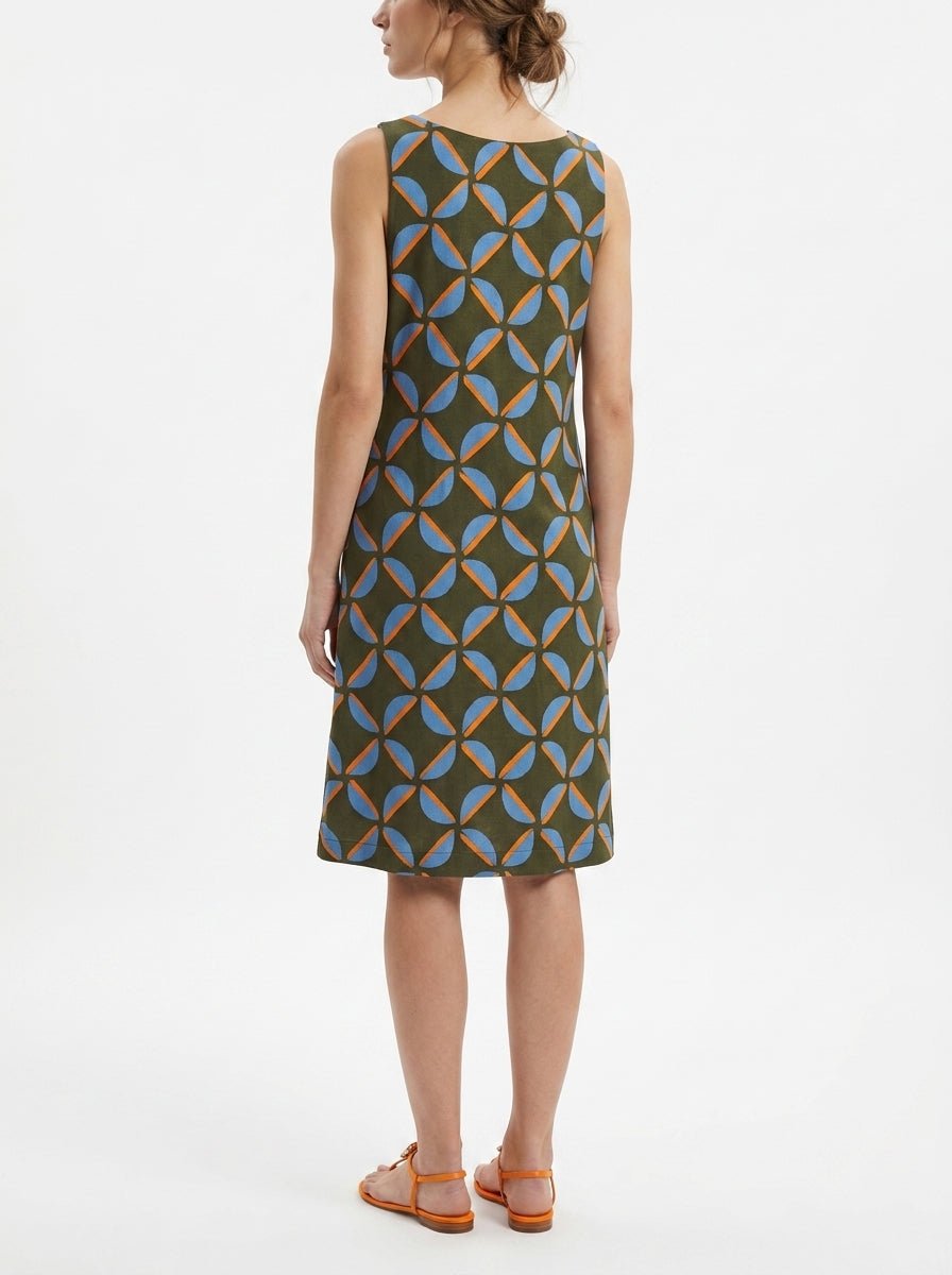 Khaki Geometric Straps Niu Dress