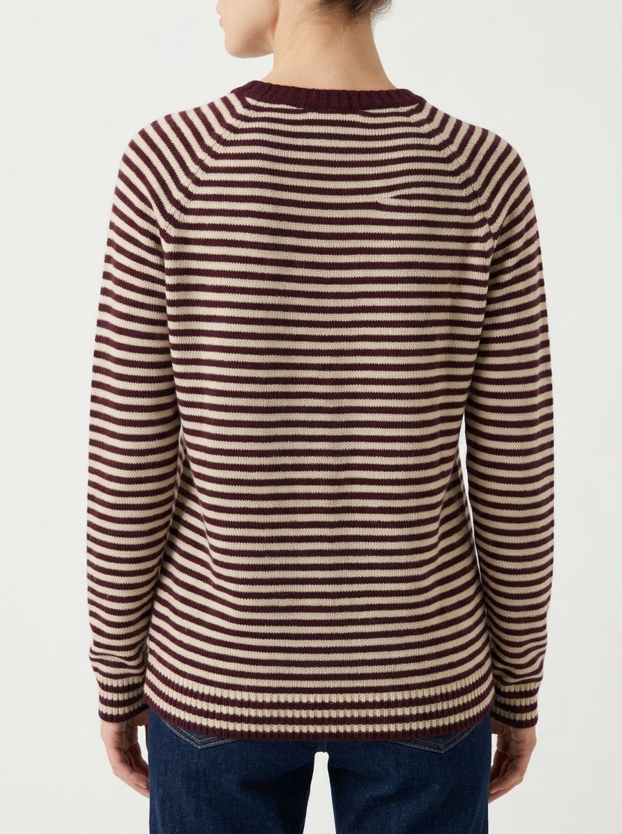 Pull Milano Base à rayures bordeaux