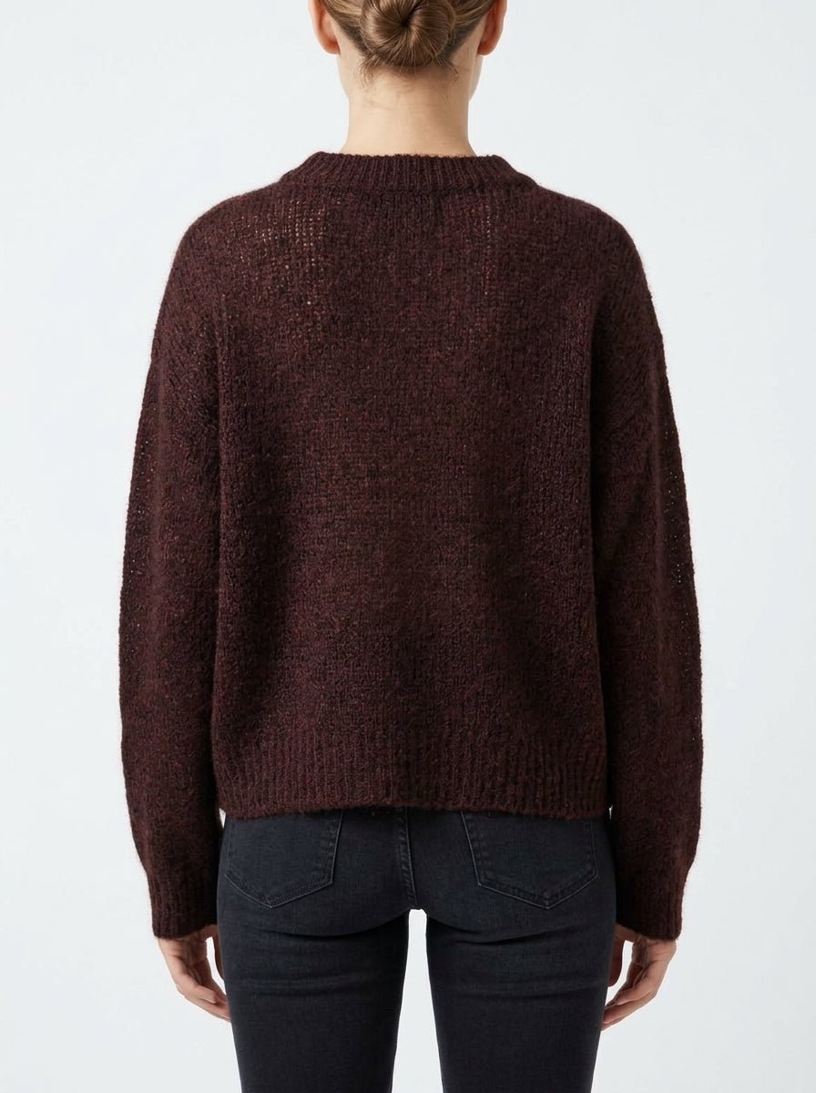 Jersey Scaglione Round Neck Boxy Alpaca Marron