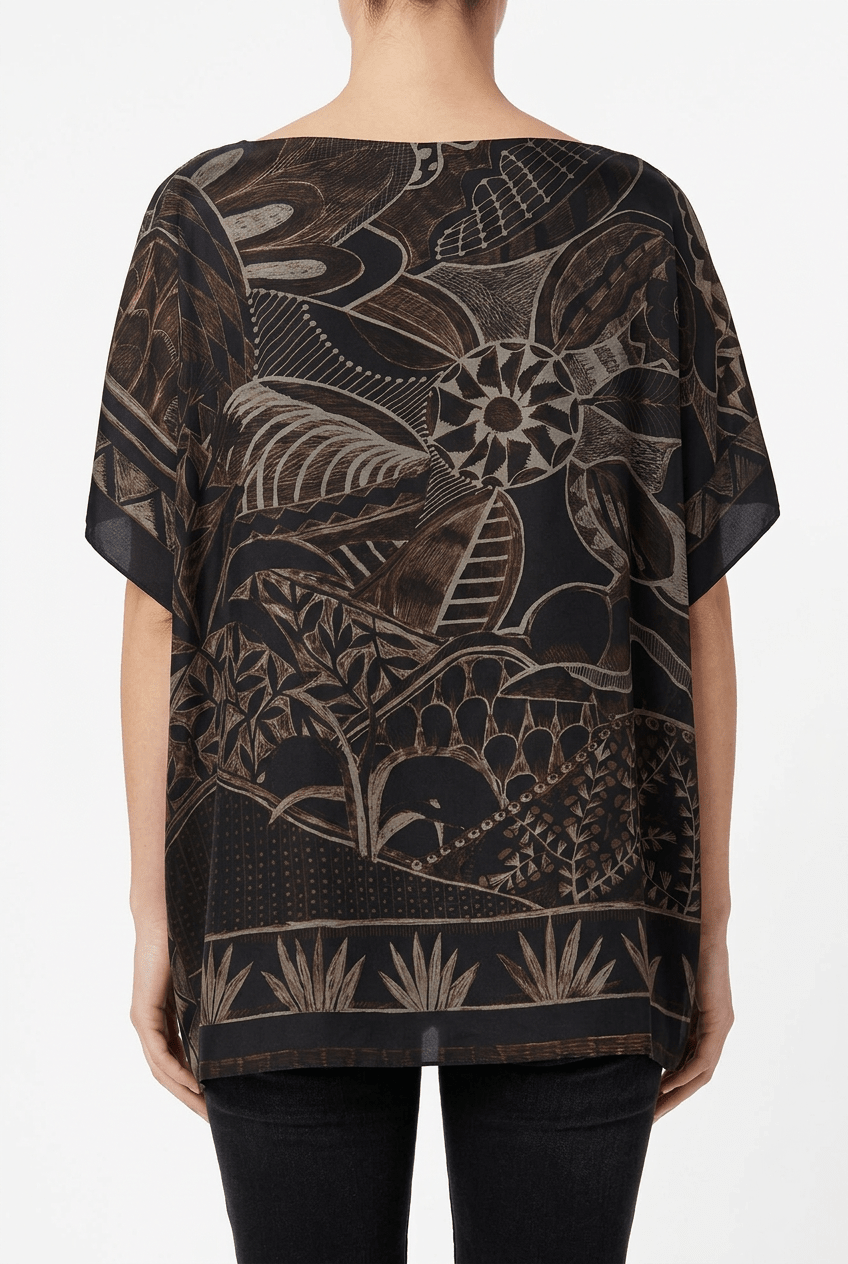 Blusa Barbieri con stampa fiori blu