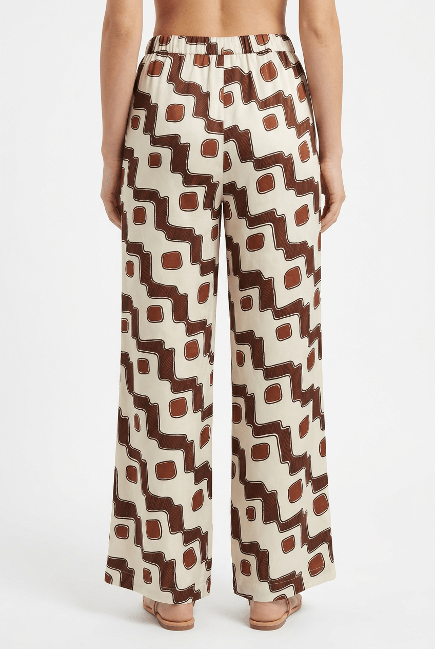 Pantaloni Diego Portorico Stampa geometrica Ecru