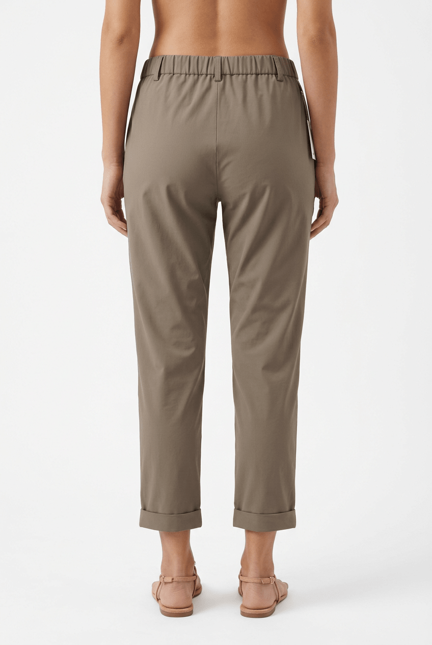 Pantalon Droit Rabattu Andam Beige