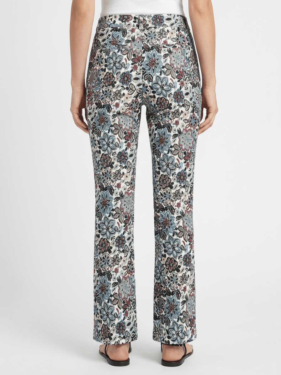 Pantalón Agoefilo Estampado Flores Blanco