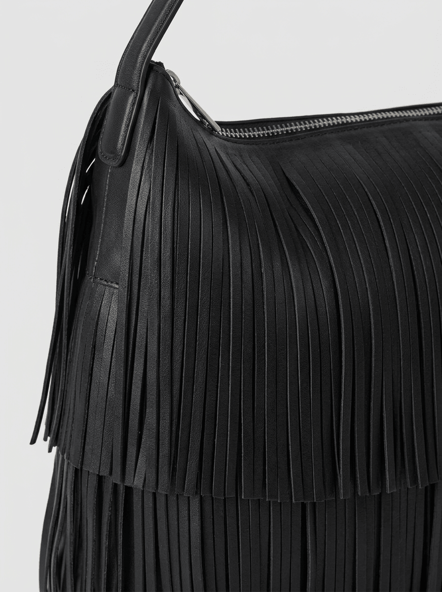 Borsa a tracolla Conti con frange marrone chiaro