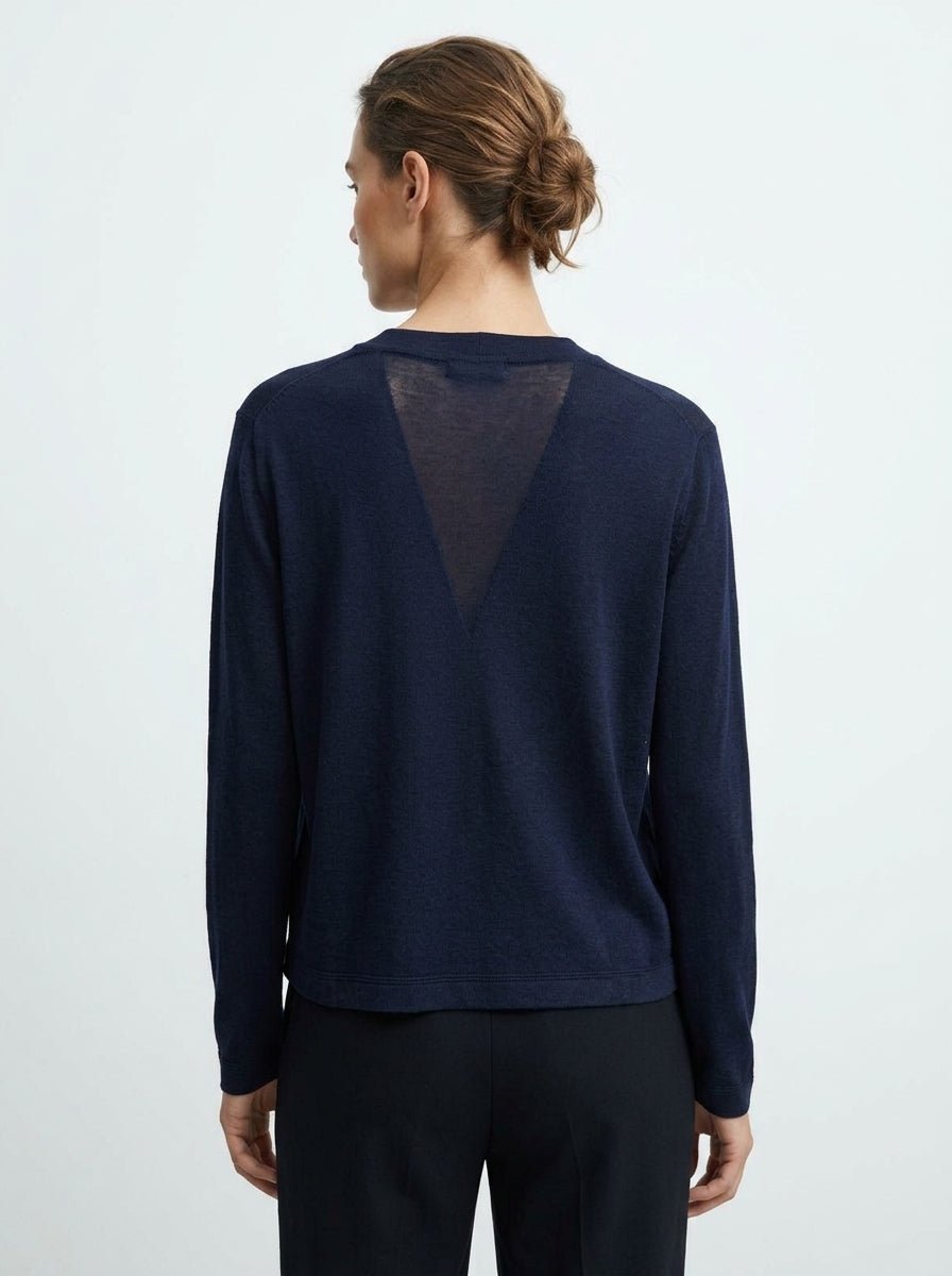 Cardigan Whyci Milano Geometrico Azul Marino