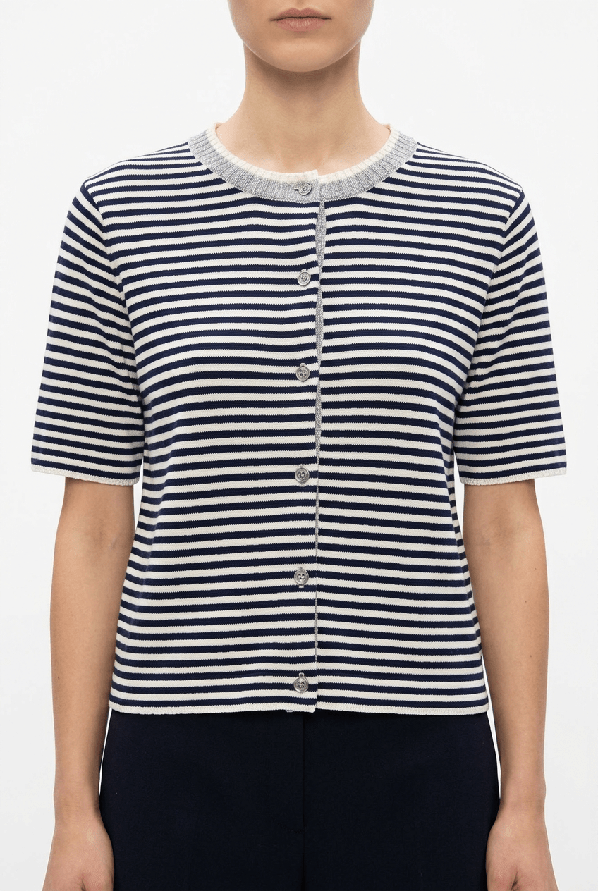 Cardigan Floor Punto Rayas Marino