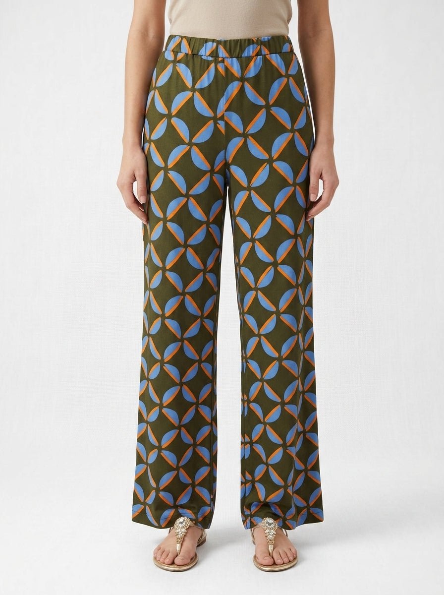Pantalón Niu Estampado Geometrico Caqui