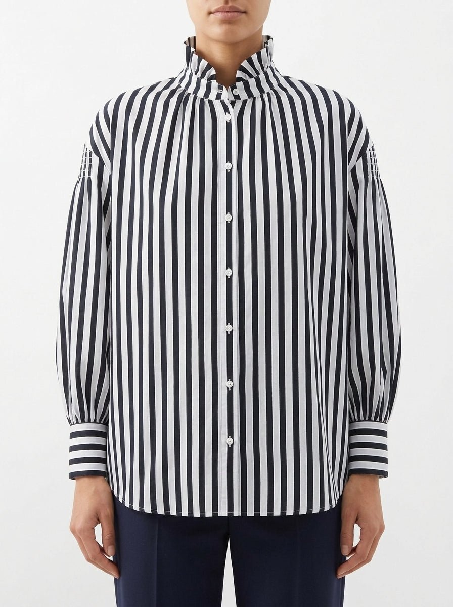 Camicia Paisie a righe con colletto plissettato