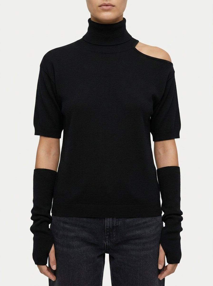 Jersey Floor Cuello Cisne Azul Negro