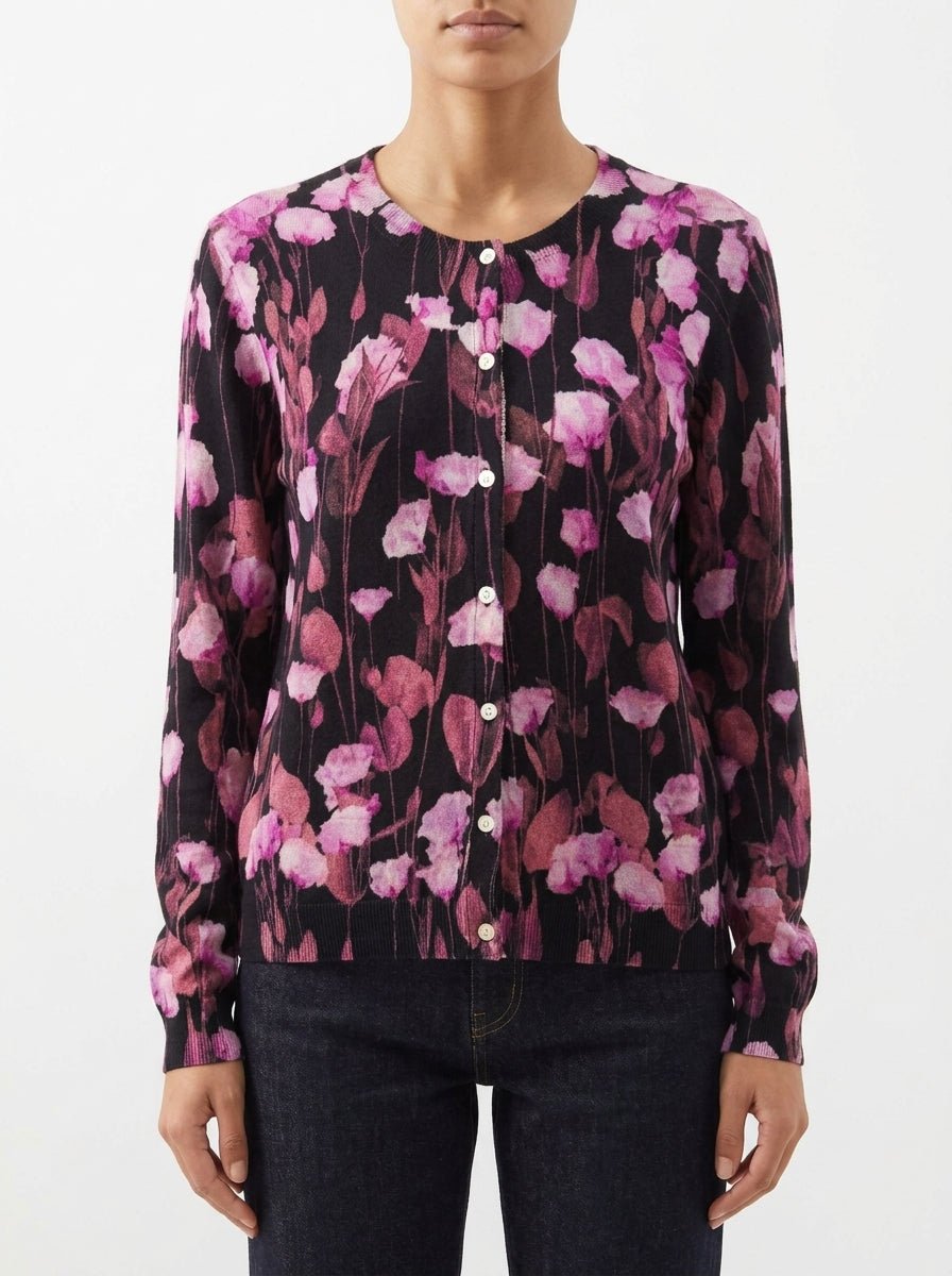 Cardigan In Bed With You Flores Negro