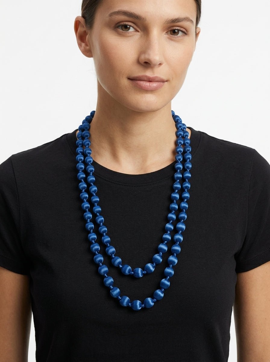 Collar Il Baco Da Seta Bolas Seda Azul Medio 4.1