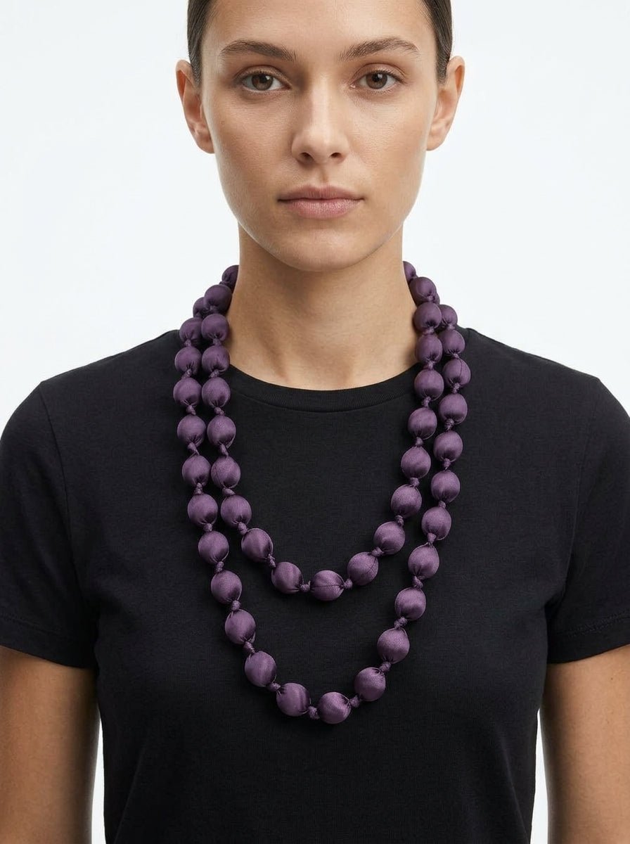 Collar Il Baco Da Seta Bolas Seda Púrpura 15.2
