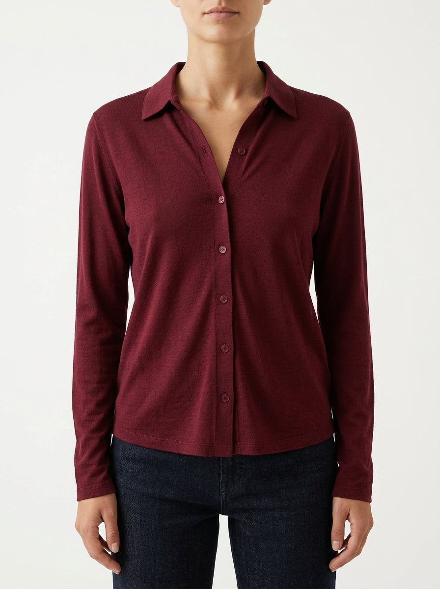 Camisa Majestic Filatures Punto Burdeos