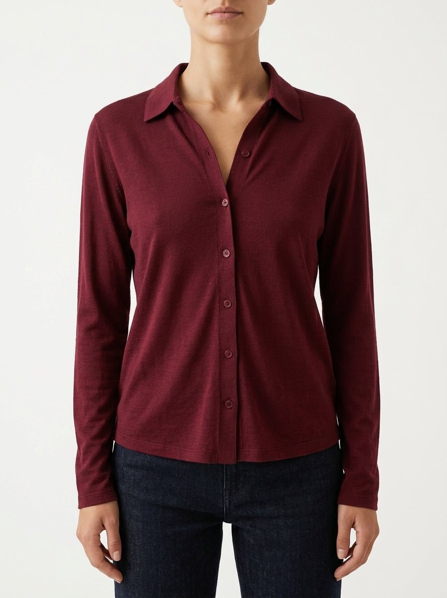 Camisa Majestic Filatures Punto Burdeos