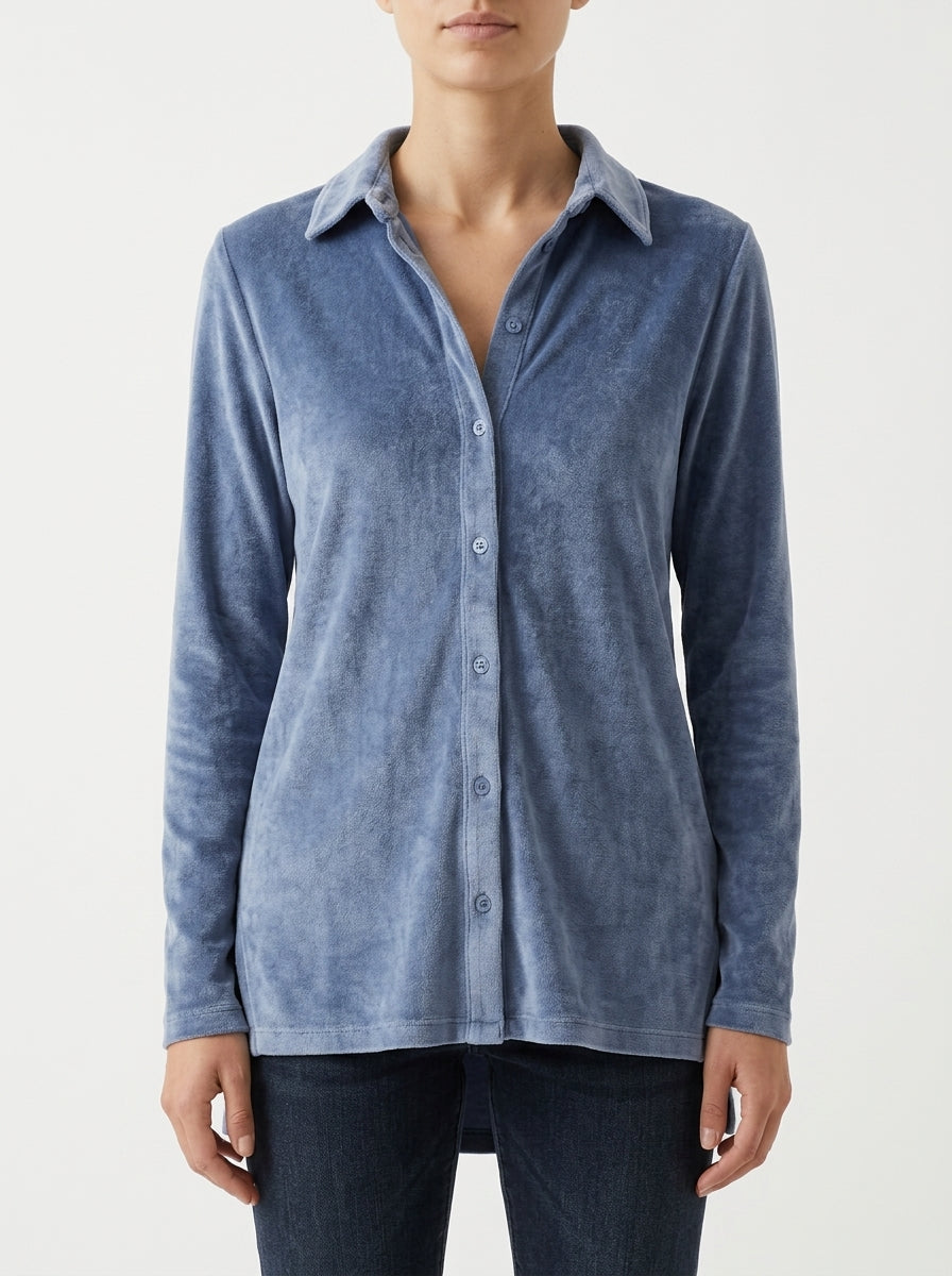 Camisa Majestic Filatures Terciopelo Azul Claro