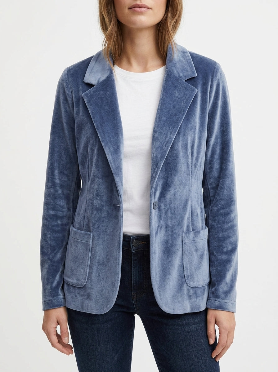 Blazer Majestic Filatures Terciopelo Azul Claro