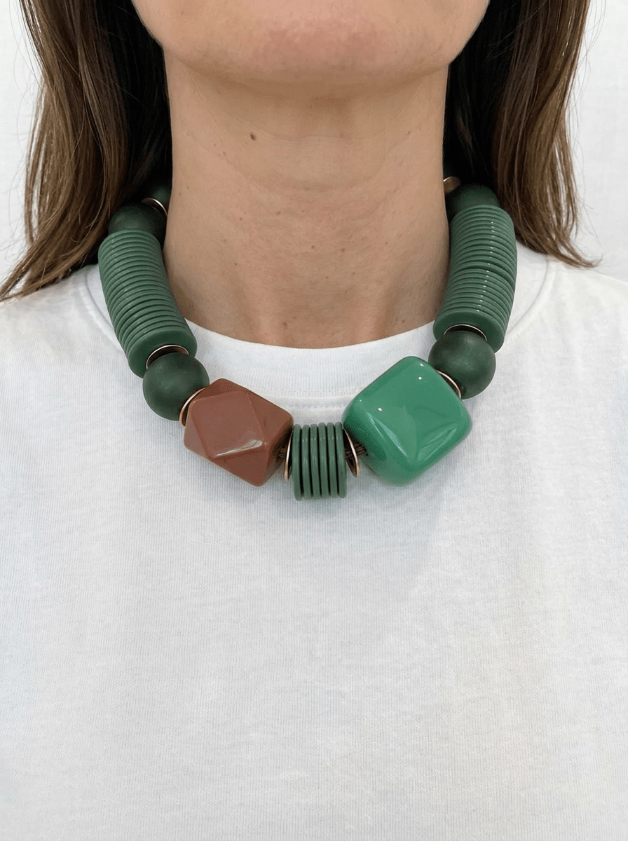 Collar Il Baco Da Seta Cuentas Verde