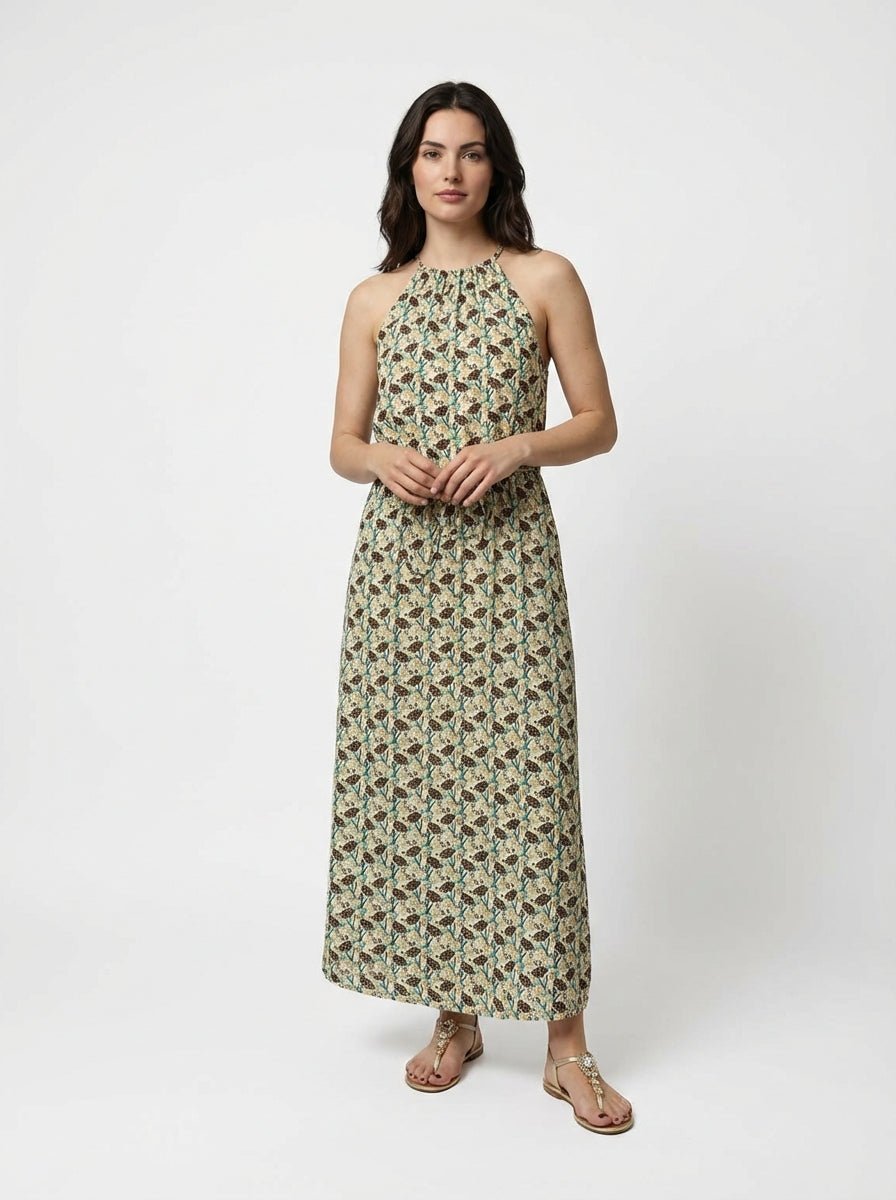 Vestido Mondo e Colori Seda Estampado Flor Wisteria