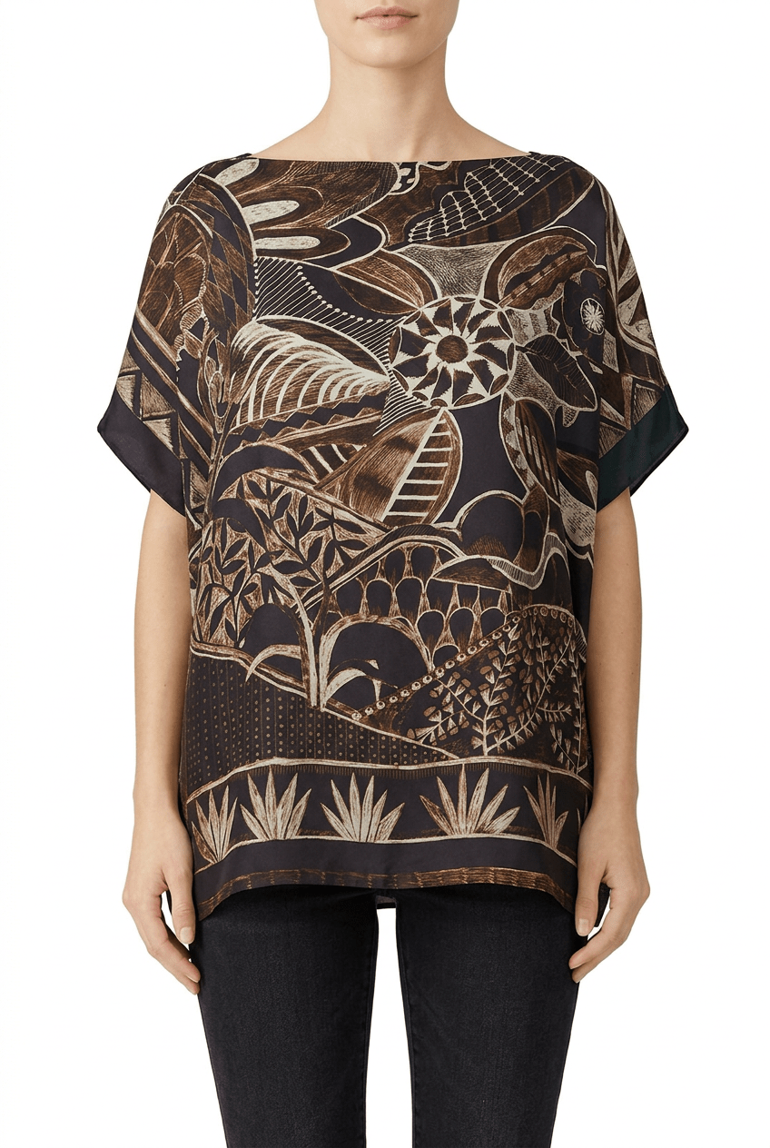 Blusa Barbieri con stampa fiori blu