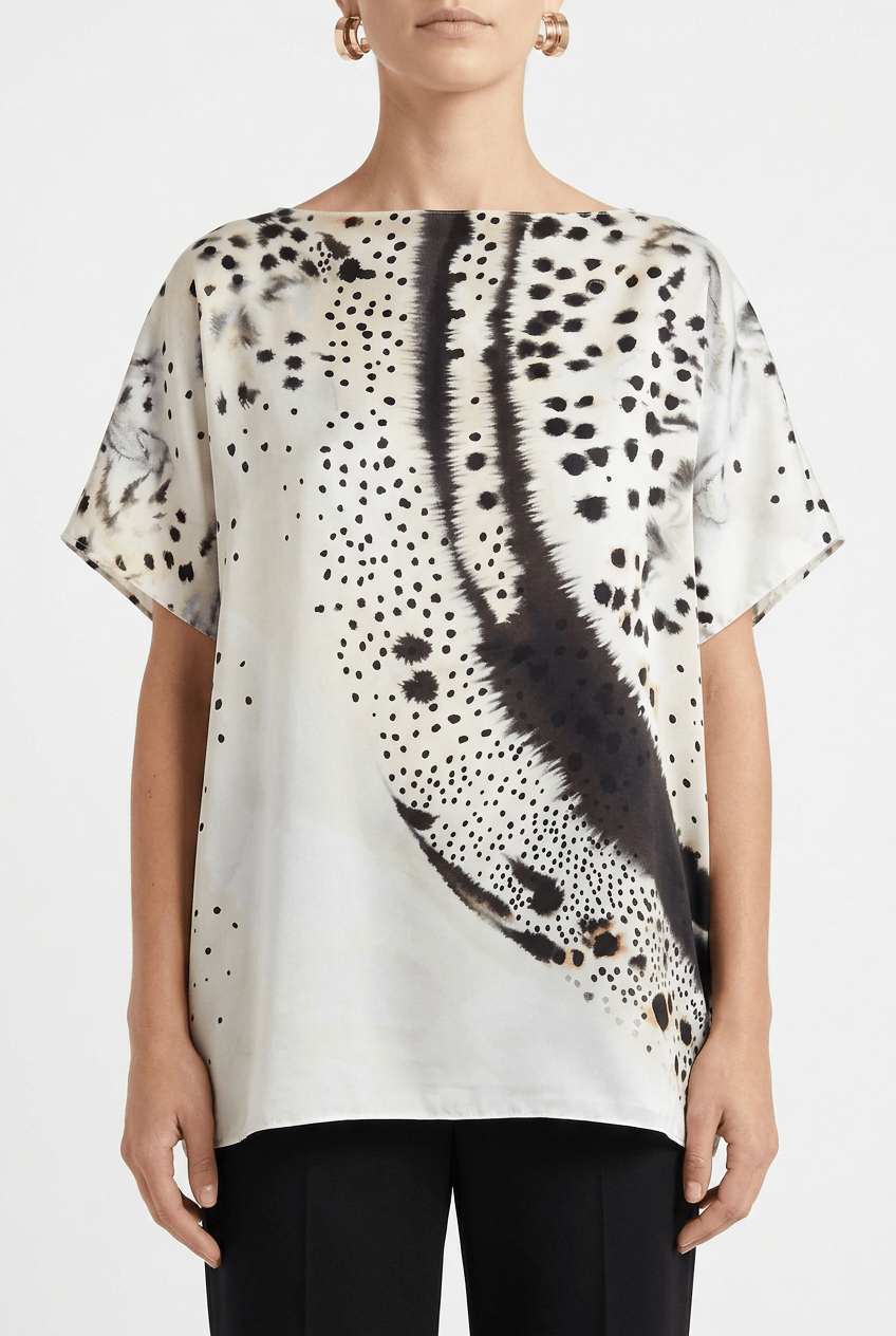 Barbieri Blouse écru à imprimé cercles