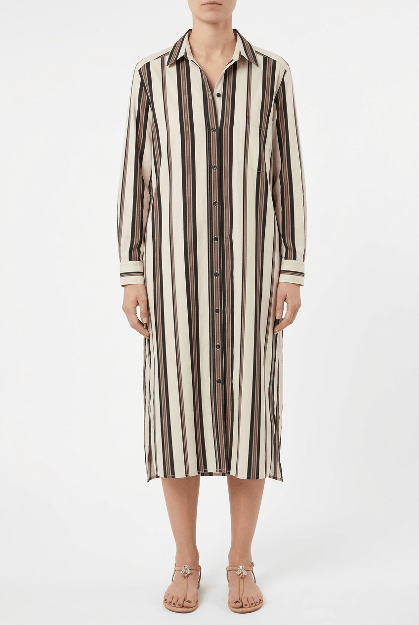 Robe rayée écru Diego Rivata