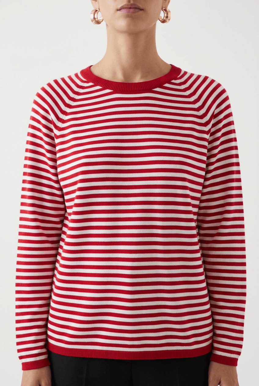 Jersey de Sol Rayé Bicolore Rouge Blanc