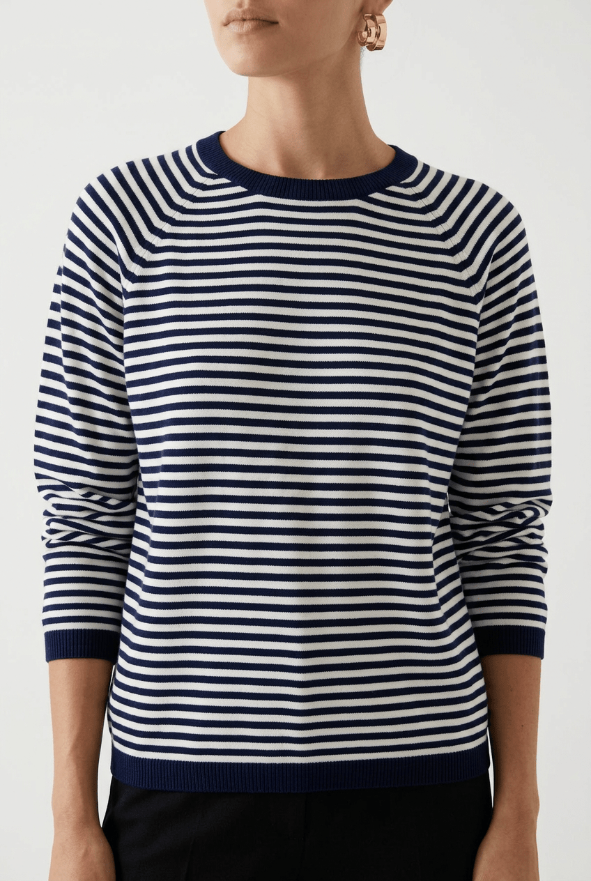 Jersey de Sol Rayé Bicolore Bleu Blanc