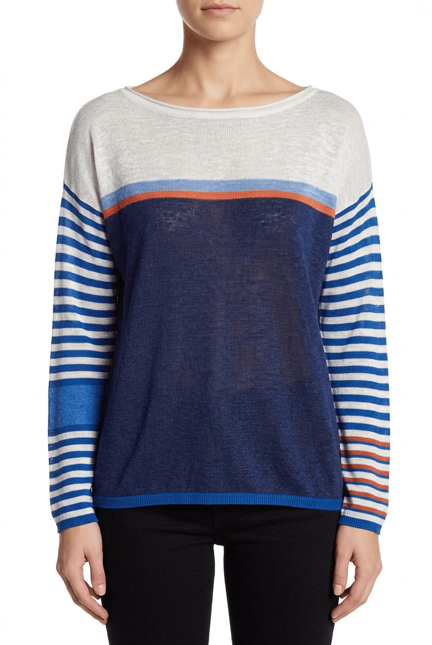 Jersey Pavimento Tricolore Navy Arancione Grezzo