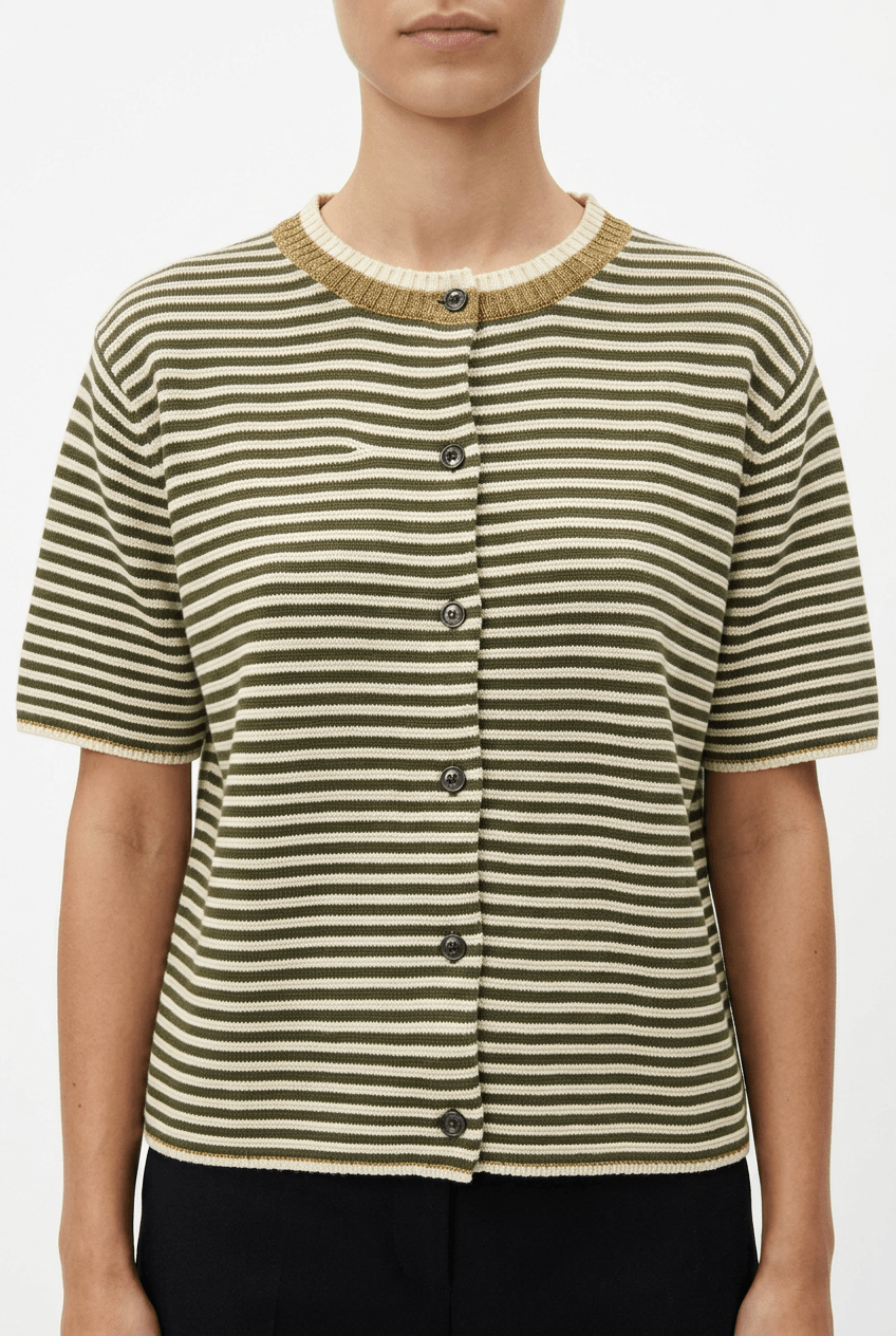 Cardigan Floor Punto Rayas Verde