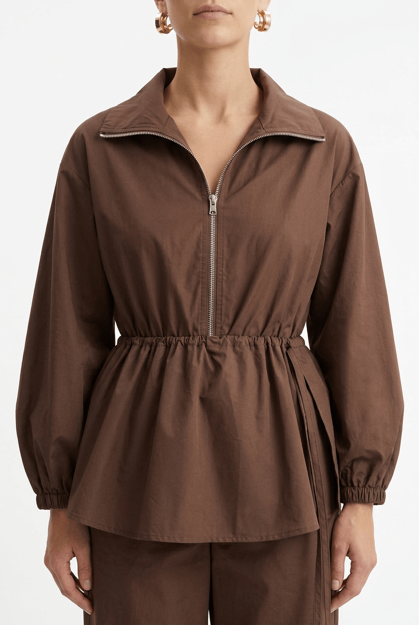 Veste marron à ceinture