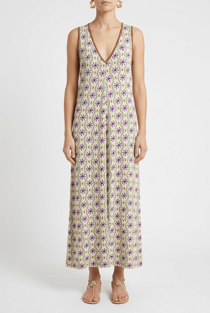 Robe Andam verte imprimée soleil